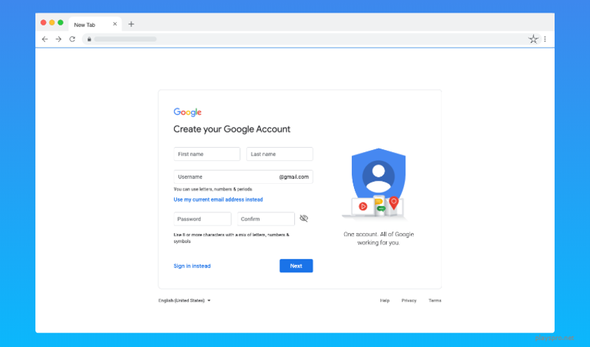 Create Google account